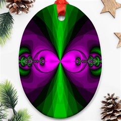 Abstract Artwork Fractal Background Green Purple Oval Ornament (two Sides) by Sudhe