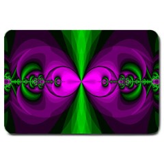 Abstract Artwork Fractal Background Green Purple Large Doormat  by Sudhe