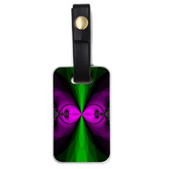 Abstract Artwork Fractal Background Green Purple Luggage Tag (one Side) by Sudhe