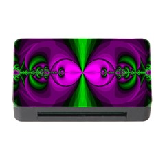 Abstract Artwork Fractal Background Green Purple Memory Card Reader With Cf