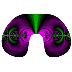 Abstract Artwork Fractal Background Green Purple Travel Neck Pillow