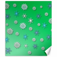 Snowflakes Winter Christmas Green Canvas 8  x 10 