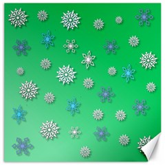 Snowflakes Winter Christmas Green Canvas 12  x 12 