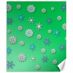 Snowflakes Winter Christmas Green Canvas 20  x 24 