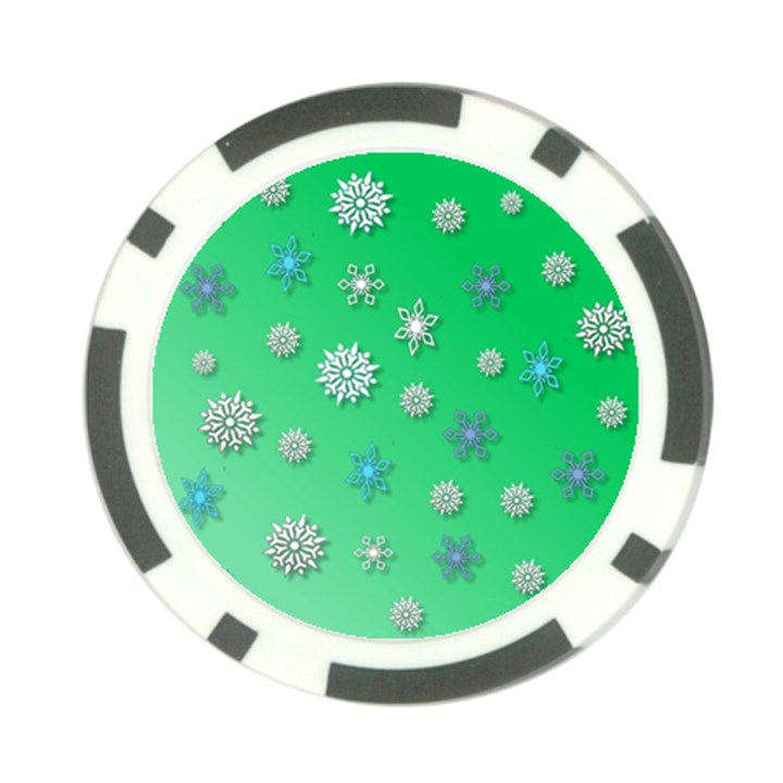 Snowflakes Winter Christmas Green Poker Chip Card Guard