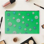 Snowflakes Winter Christmas Green Cosmetic Bag (Large) Front