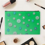 Snowflakes Winter Christmas Green Cosmetic Bag (Large) Back