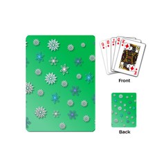 Snowflakes Winter Christmas Green Playing Cards Single Design (mini) by HermanTelo