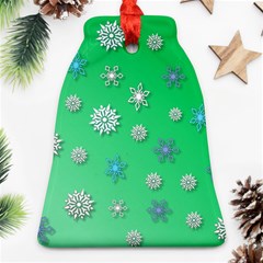 Snowflakes Winter Christmas Green Ornament (bell)