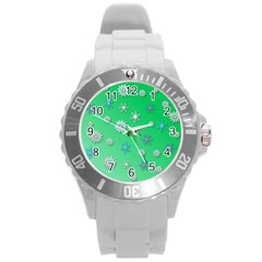 Snowflakes Winter Christmas Green Round Plastic Sport Watch (l)