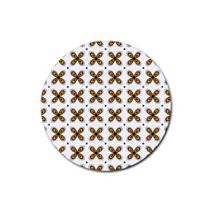 Pattern Orange Rubber Coaster (round)  by HermanTelo