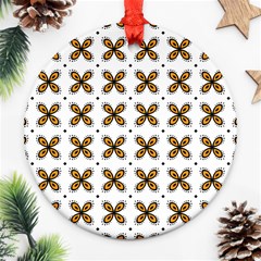 Pattern Orange Round Ornament (two Sides)