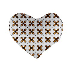 Pattern Orange Standard 16  Premium Heart Shape Cushions by HermanTelo