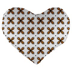 Pattern Orange Large 19  Premium Heart Shape Cushions