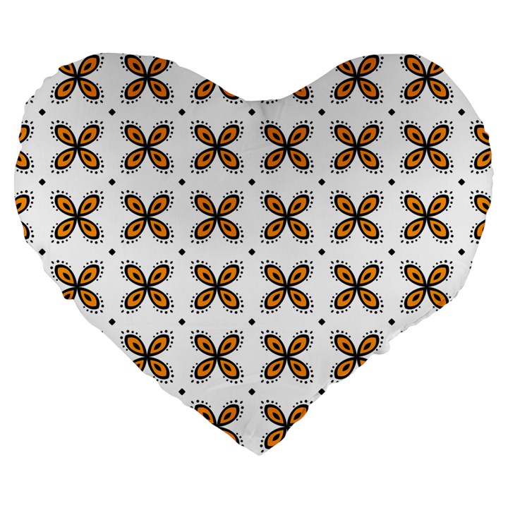 Pattern Orange Large 19  Premium Heart Shape Cushions