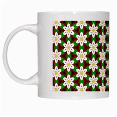 Pattern Flowers White Green White Mugs by HermanTelo