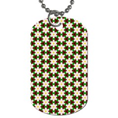 Pattern Flowers White Green Dog Tag (two Sides)