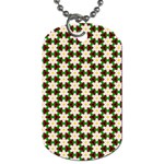 Pattern Flowers White Green Dog Tag (Two Sides) Back