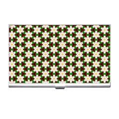 Pattern Flowers White Green Business Card Holder