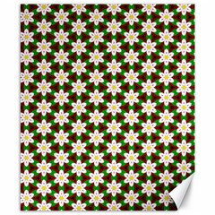 Pattern Flowers White Green Canvas 8  X 10  by HermanTelo