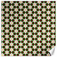 Pattern Flowers White Green Canvas 16  X 16  by HermanTelo