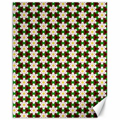 Pattern Flowers White Green Canvas 16  X 20  by HermanTelo