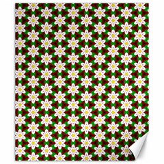 Pattern Flowers White Green Canvas 20  X 24 