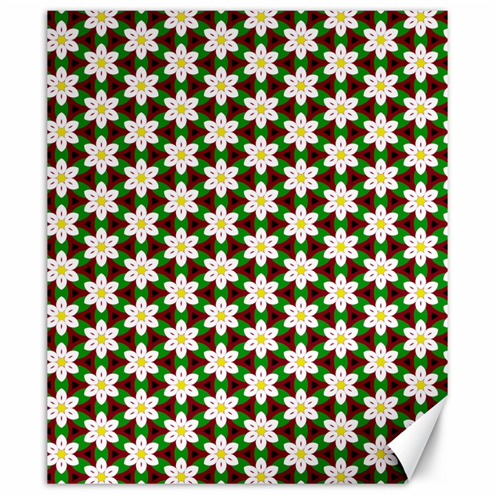 Pattern Flowers White Green Canvas 20  x 24 