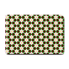 Pattern Flowers White Green Small Doormat  by HermanTelo