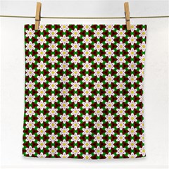 Pattern Flowers White Green Face Towel