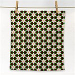 Pattern Flowers White Green Face Towel Front