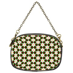 Pattern Flowers White Green Chain Purse (one Side)