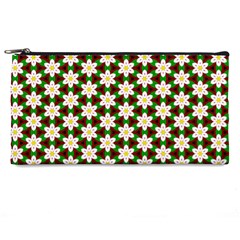 Pattern Flowers White Green Pencil Cases