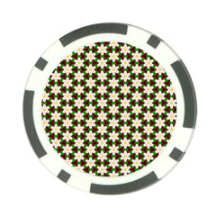 Pattern Flowers White Green Poker Chip Card Guard (10 Pack)