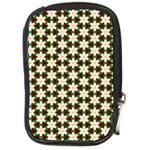 Pattern Flowers White Green Compact Camera Leather Case Front