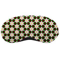 Pattern Flowers White Green Sleeping Mask