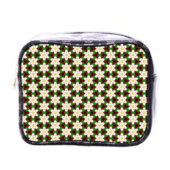 Pattern Flowers White Green Mini Toiletries Bag (one Side)