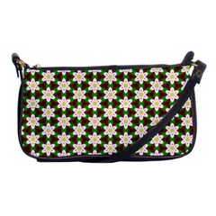 Pattern Flowers White Green Shoulder Clutch Bag