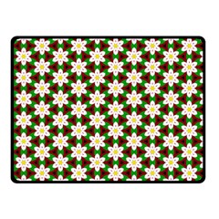 Pattern Flowers White Green Fleece Blanket (small)