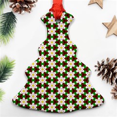 Pattern Flowers White Green Ornament (christmas Tree) 