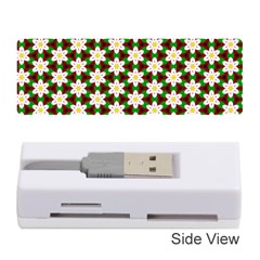 Pattern Flowers White Green Memory Card Reader (stick) by HermanTelo