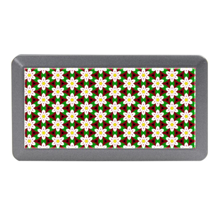 Pattern Flowers White Green Memory Card Reader (Mini)