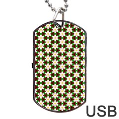 Pattern Flowers White Green Dog Tag Usb Flash (two Sides)