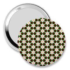 Pattern Flowers White Green 3  Handbag Mirrors