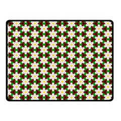 Pattern Flowers White Green Double Sided Fleece Blanket (small) 