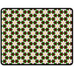 Pattern Flowers White Green Double Sided Fleece Blanket (medium) 