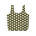 Pattern Flowers White Green Full Print Recycle Bag (S) Front