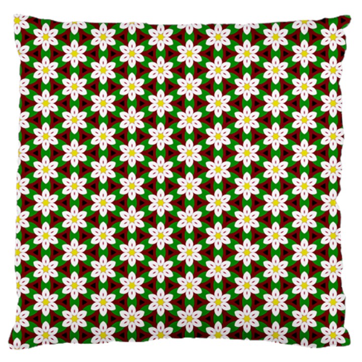 Pattern Flowers White Green Standard Flano Cushion Case (One Side)