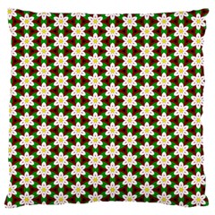 Pattern Flowers White Green Large Flano Cushion Case (one Side)