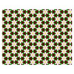 Pattern Flowers White Green Double Sided Flano Blanket (medium) 